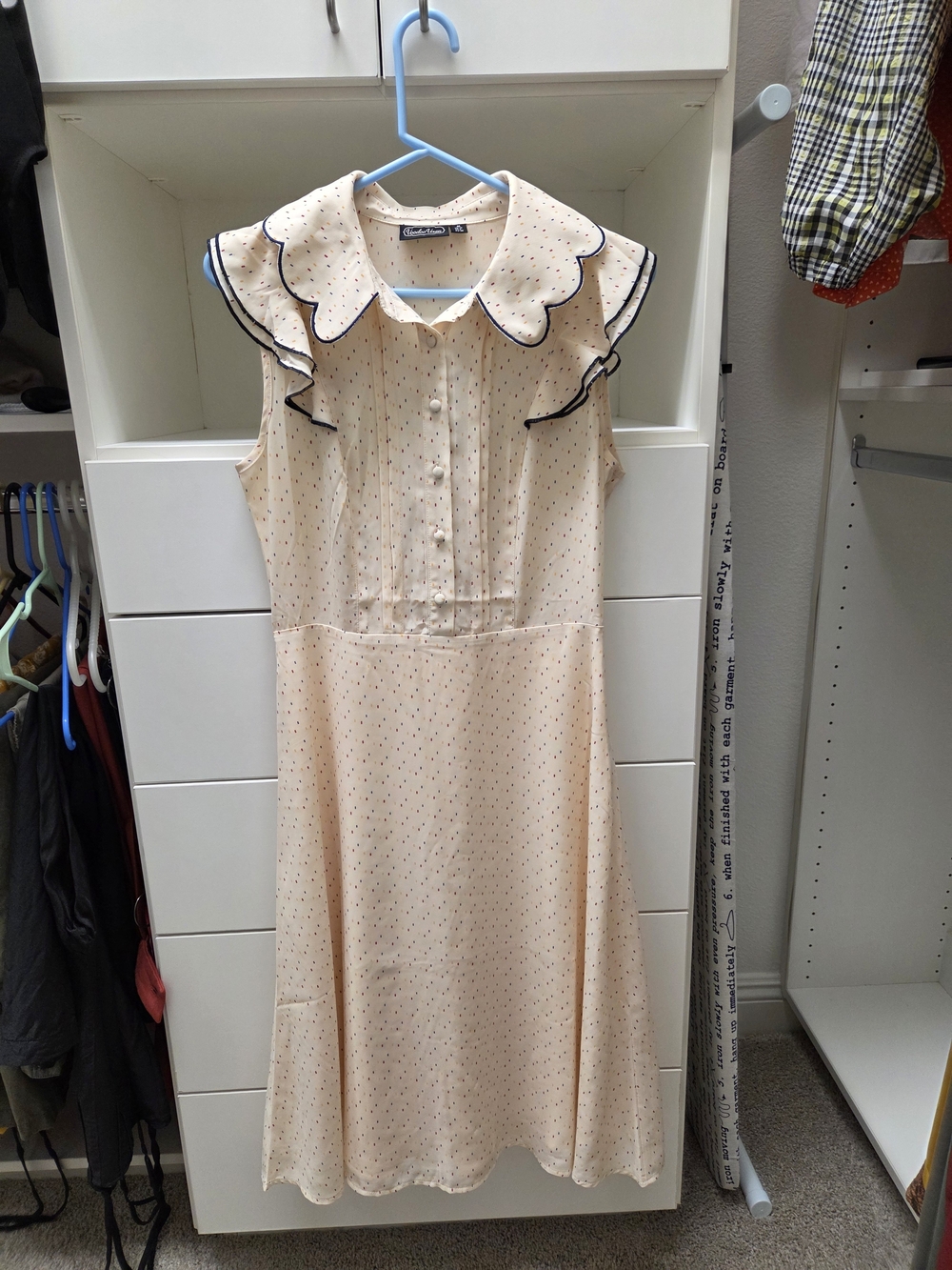 Voodoo Vixen Cream Midi Dress with Navy Trim